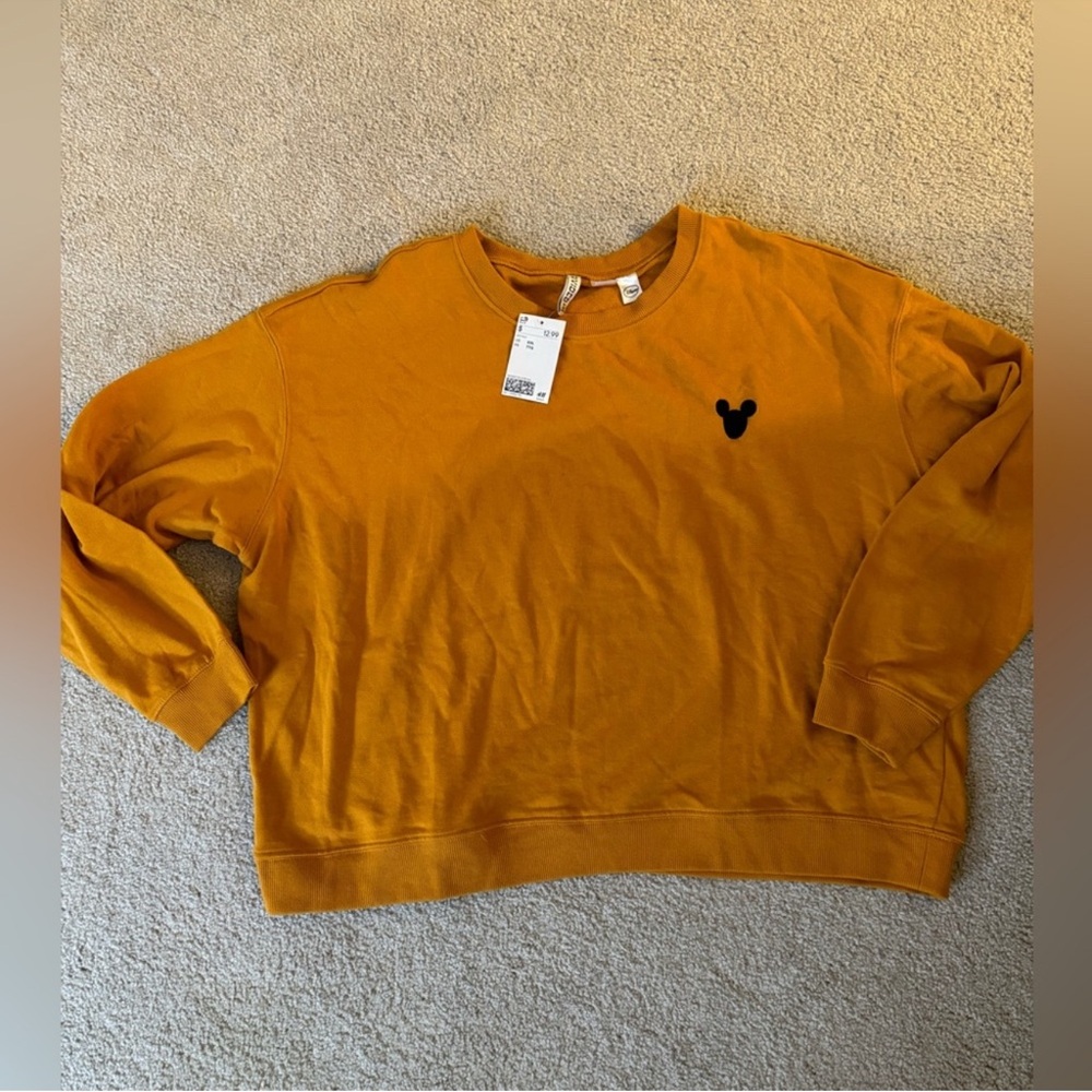 Disney Mickey Mouse Golden yellow cropped Sweatshirt xxl NWT